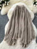 SINGREINY Summer Gentle Skirt Women Irregular Temperament Elastic Waist Ladies Fashion A Line Classic Versatile Senior Skirts