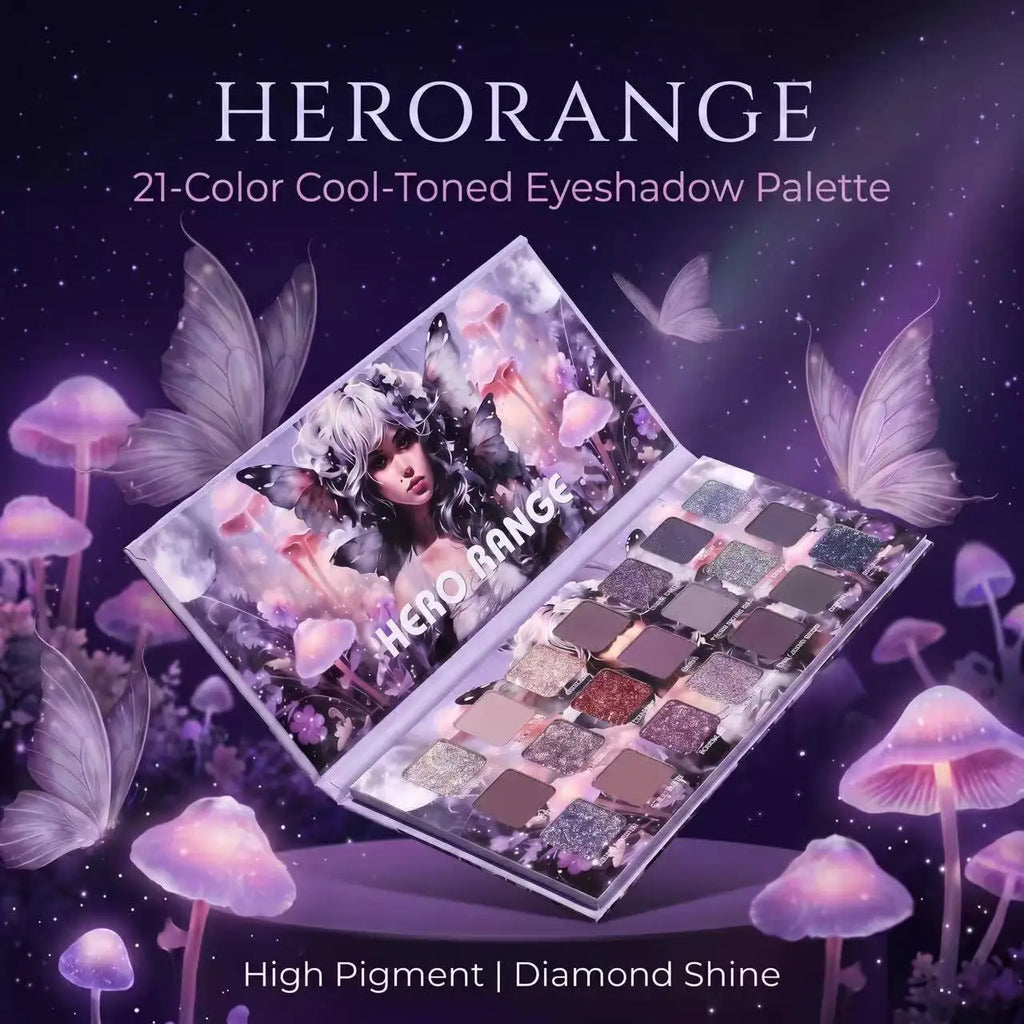 Herorange 21 Shades Cool Tone Eyeshadow Palette Matte Shimmer Chameleon Glitter Smoky Eye Makeup