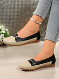 goreyodoly Women Slip On Loafers Wide Fit Comfortable Flats Lightweight Breathable Colorblock Shoes Chain Detail Durable Rubber