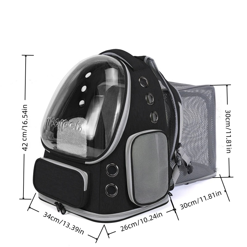 Spacious Expandable Pet Backpack Carrier with Dual Shoulder Straps Top Handle All-Season Design for Comfortable Travel