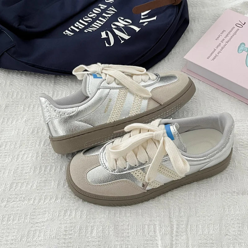 Vintage-style sneakers for women, new style white sneakers, trendy women's sneakers for students, casual sneakers, board shoes