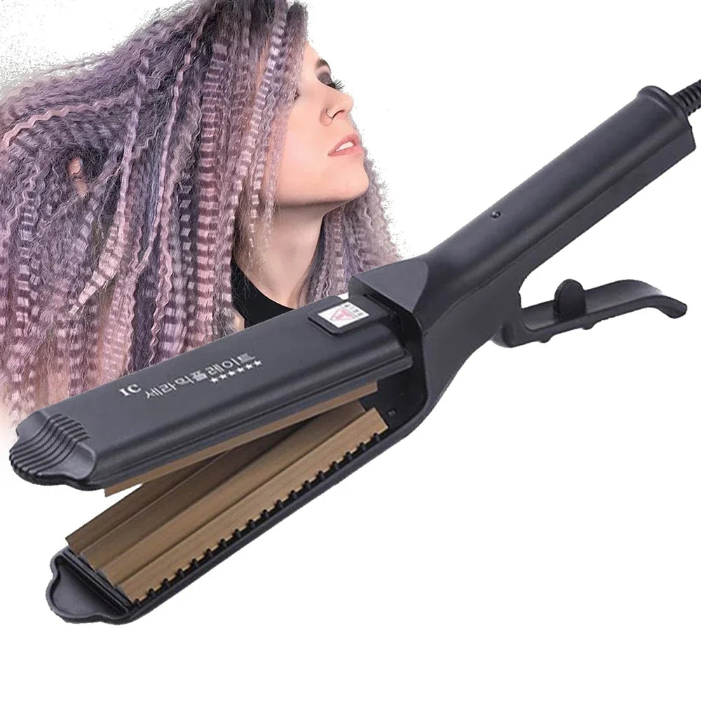 Fluffy Hair Crimping Iron Big Teeth Corrugated Iron Volumizing Hair Crimper Wide Plates Fast Heat Curling Iron Wave Styling Tool