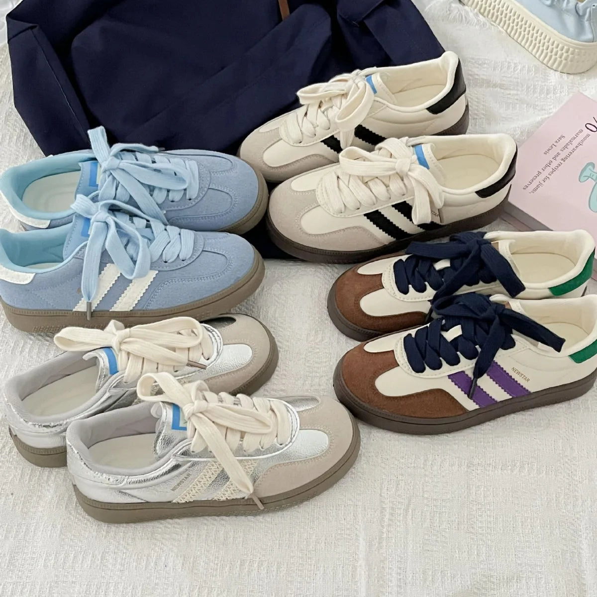 Vintage-style sneakers for women, new style white sneakers, trendy women's sneakers for students, casual sneakers, board shoes