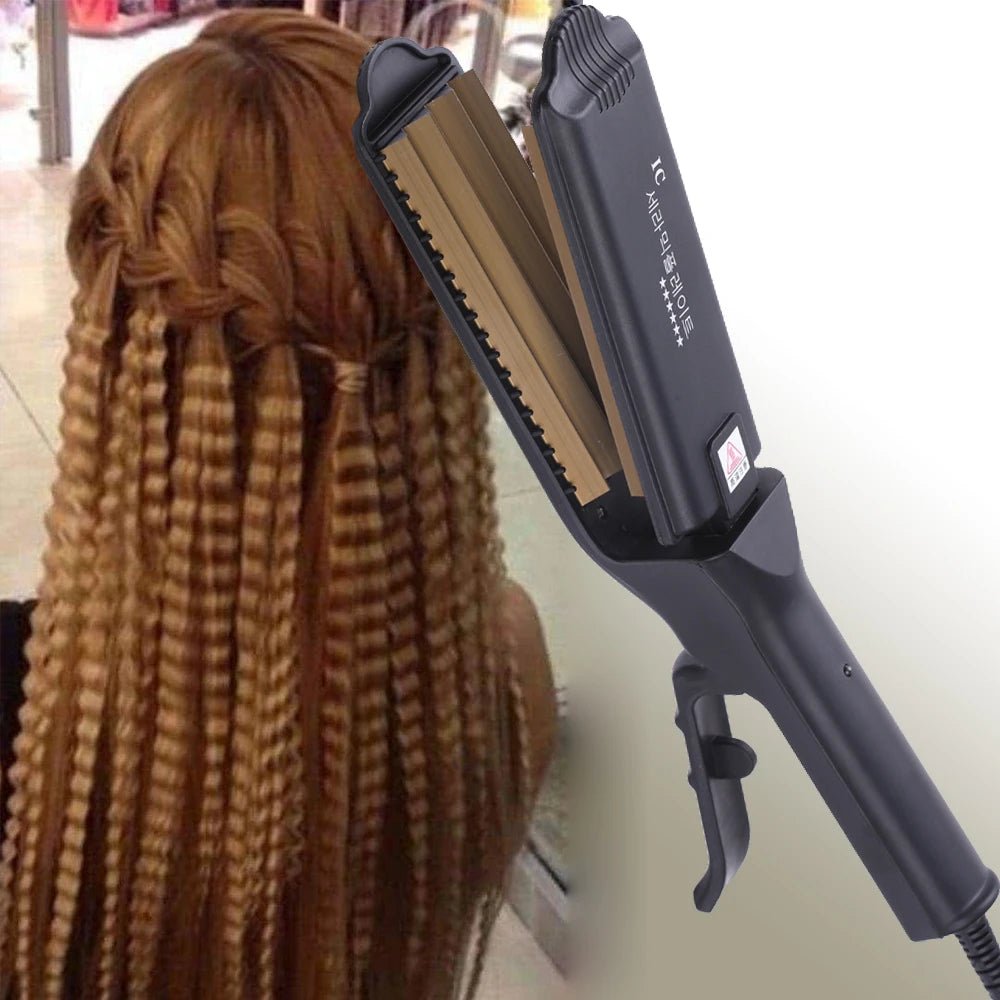Fluffy Hair Crimping Iron Big Teeth Corrugated Iron Volumizing Hair Crimper Wide Plates Fast Heat Curling Iron Wave Styling Tool