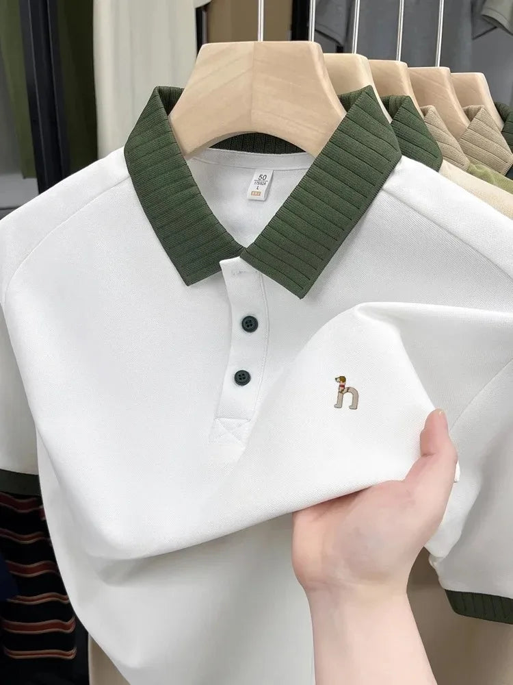 Luxury brand men's short sleeve polo shirt summer fashion hot selling original dog embroidery boutique top golf casual T-shirt