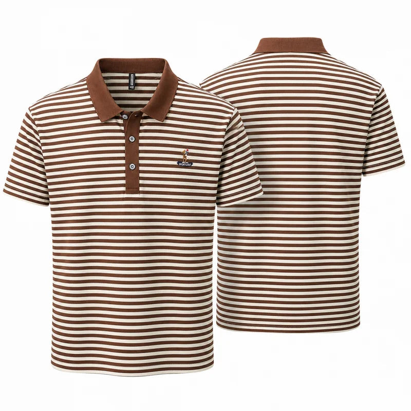 Designer New Men's Summer Short-Sleeved Polo Shirt, Lapel Fine Stripe Embroidered T-Shirt, Casual Business Basic Men's Clothing
