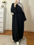 Muslim Abaya Dress for Women Solid Color Loose Long Sleeve Maxi Dress Casual Islamic Kaftan Modest Prayer Robe