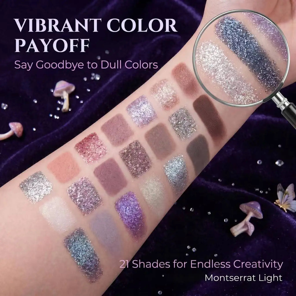 Herorange 21 Shades Cool Tone Eyeshadow Palette Matte Shimmer Chameleon Glitter Smoky Eye Makeup