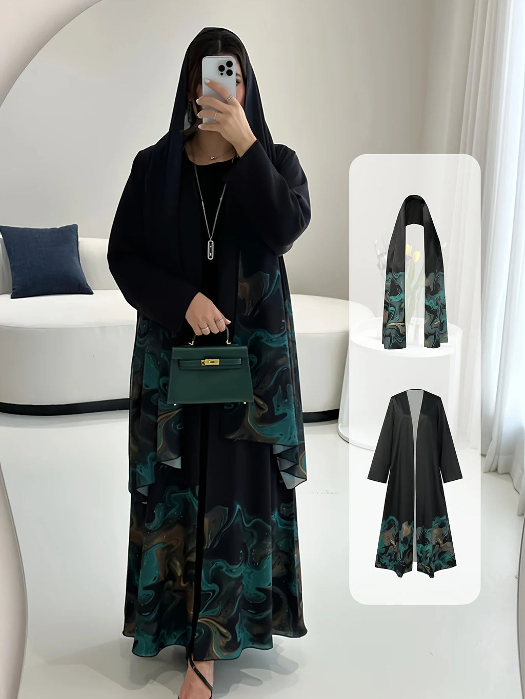 Muslim Saudi traditional women's clothing Middle Eastern spring/autumn new Arrival loose festival party open-front robe Ramadan