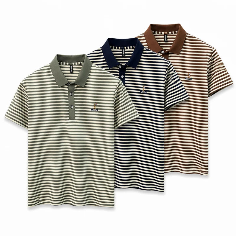 Designer New Men's Summer Short-Sleeved Polo Shirt, Lapel Fine Stripe Embroidered T-Shirt, Casual Business Basic Men's Clothing