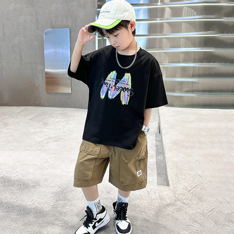 Simple letter balloon personalized print summer cotton casual comfortable short sleeved T-shirt