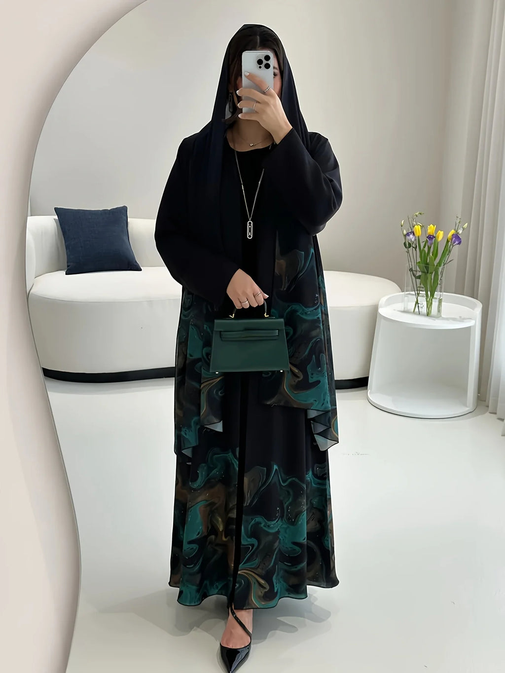 Muslim Saudi traditional women's clothing Middle Eastern spring/autumn new Arrival loose festival party open-front robe Ramadan