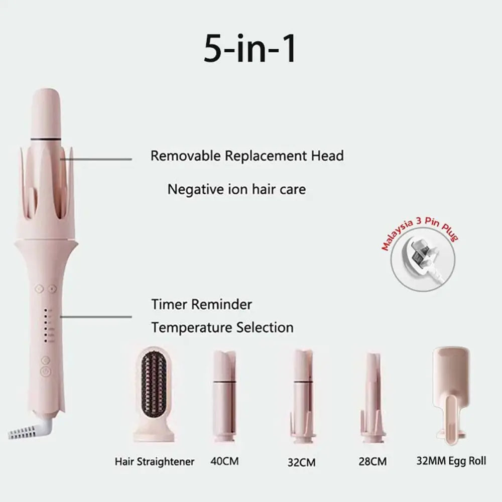 Ceramic Automatic Hair Curler 5-in-1 Negative Ion Iron Hair Straightening Comb Anti-scald Automatic Curling Egg Curler Hair Care