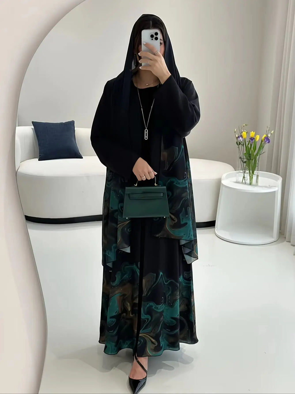 Muslim Saudi traditional women's clothing Middle Eastern spring/autumn new Arrival loose festival party open-front robe Ramadan
