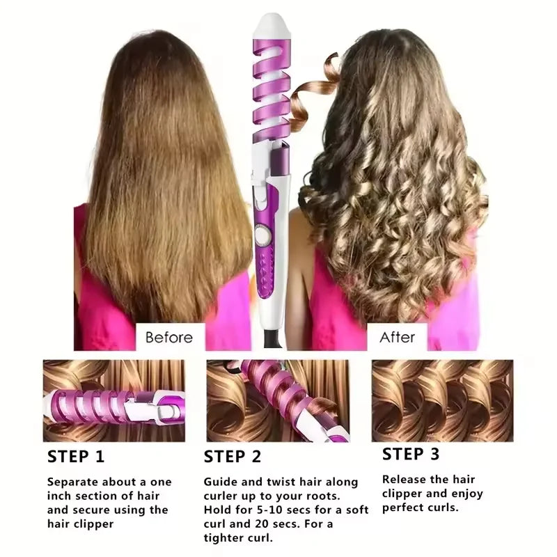 Portable ceramic spiral curling irons, curling rods, easy-to-operate wavy curling combs, curling irons, household styling tools