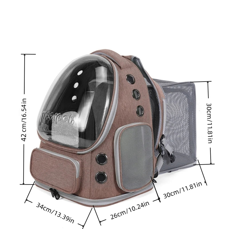 Spacious Expandable Pet Backpack Carrier with Dual Shoulder Straps Top Handle All-Season Design for Comfortable Travel