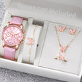 6PCS/Set Fashion Women Watches Simple Roma Dial Leather Band Ladies Quartz Watch Relogio Feminino Jewelry Set（Without Box）