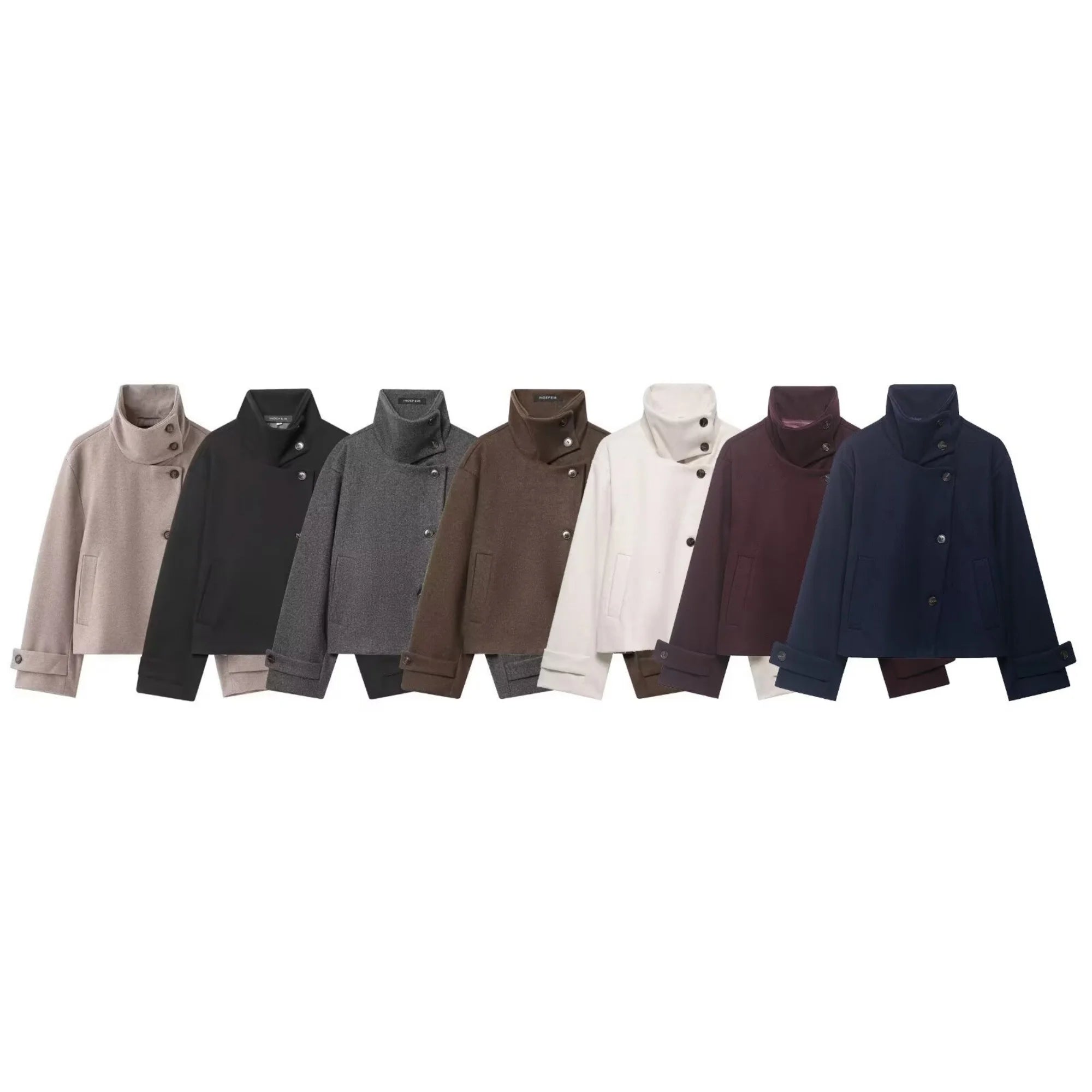 Women's Autumn Winter Stand Collar Woolen Jackets Spring Female Single Breasted Loose Long Sleeve Coats Lady Elegant Short Outwe