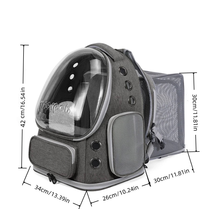 Spacious Expandable Pet Backpack Carrier with Dual Shoulder Straps Top Handle All-Season Design for Comfortable Travel