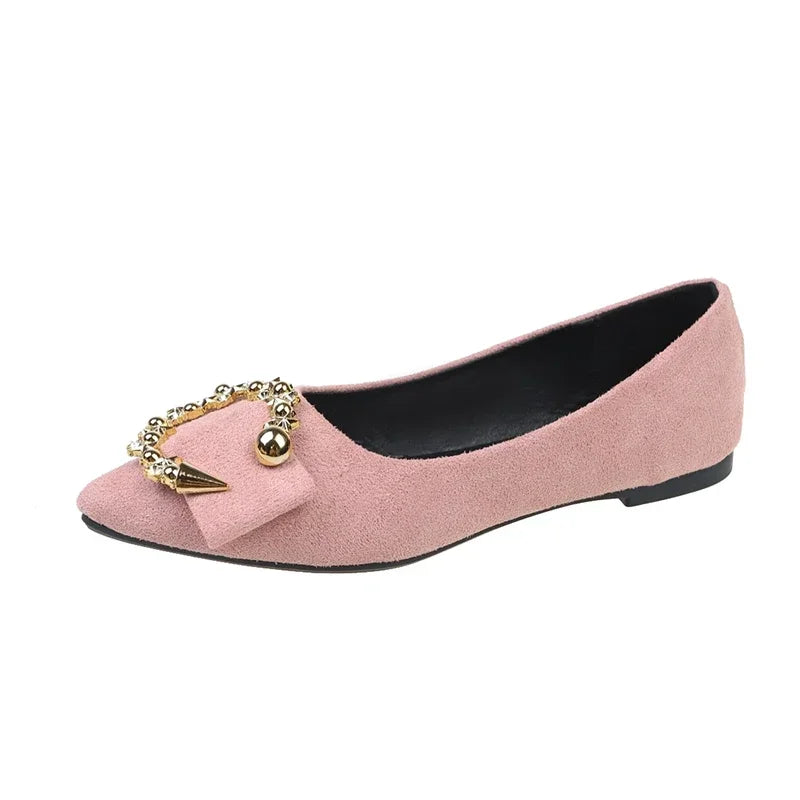 Spring and Autumn Casual Fashion Pointed Toe Comfortable Non-slip Wear-resistant Simple Metal Decorative Women's Shoes