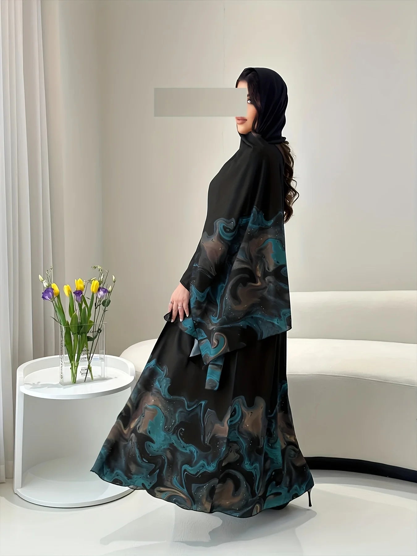 Muslim Saudi traditional women's clothing Middle Eastern spring/autumn new Arrival loose festival party open-front robe Ramadan