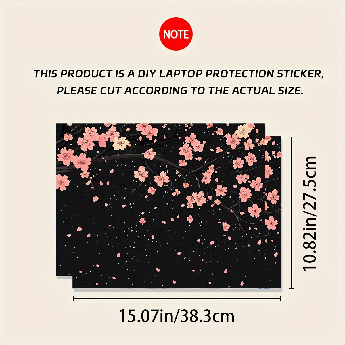 2-Piece Laptop Art Sticker Case, Universal Netbook Light Beige Non-Reusable Waterproof Scratch Resistant Sticker